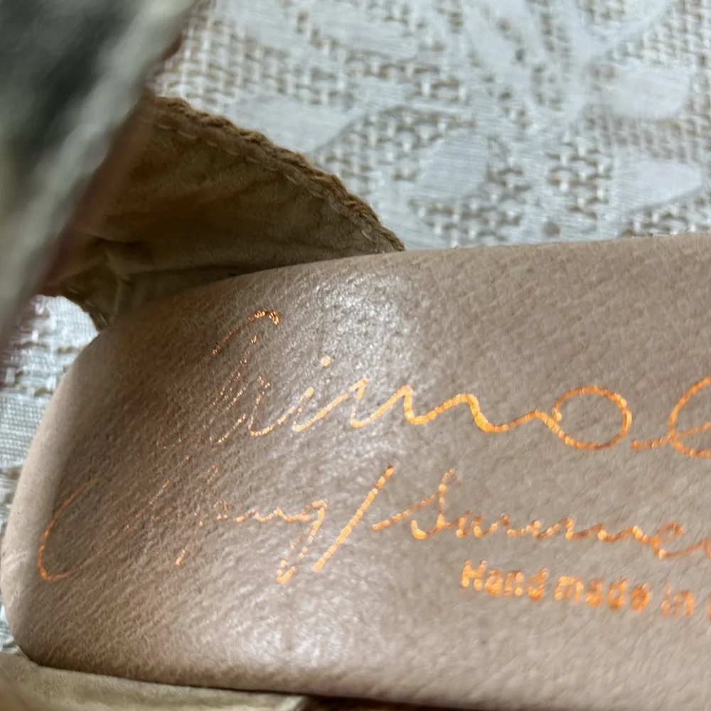 Gaimo Tan Taupe Suede Peep Toe Wedge Espadrilles Size 6.5/37‎